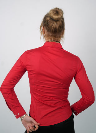 Chemise Polo Classique Pour Femmes-Rouge