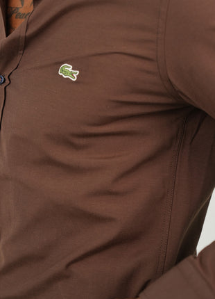 Chemise Lacoste Classique Marron Pour Hommes