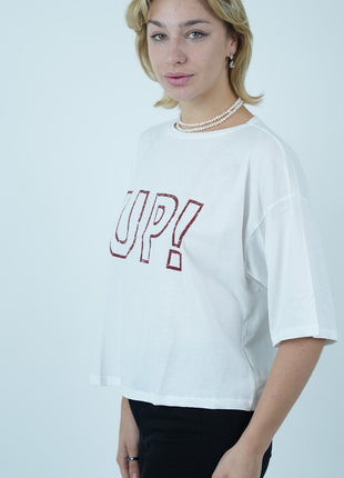 T-shirt Oversize Blanc 'UP!'