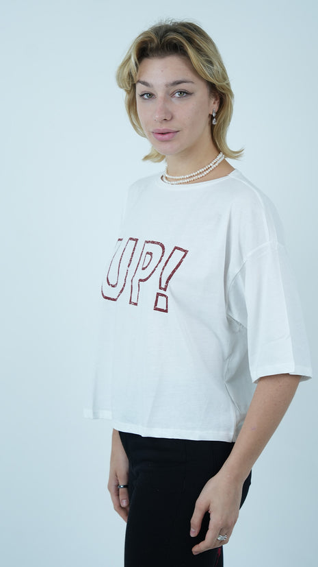 T-shirt Oversize Blanc 'UP!'