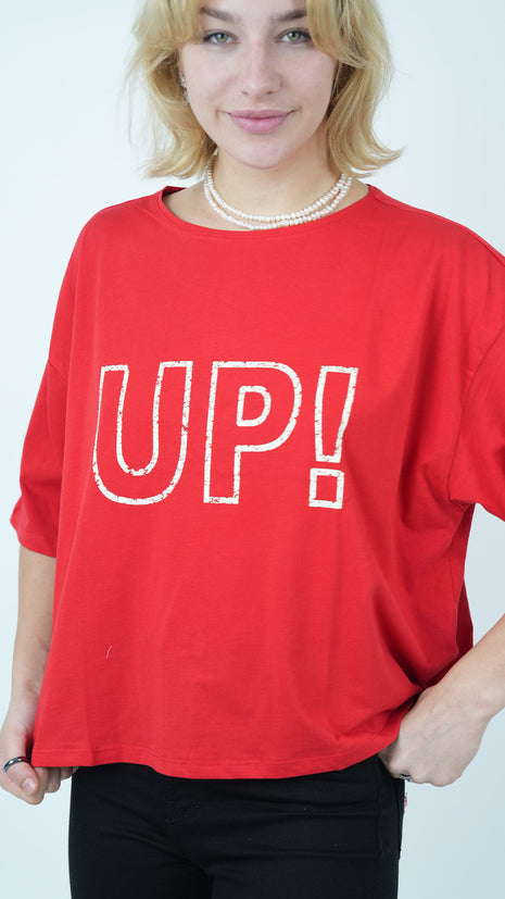 T-shirt Oversize Rouge 'UP!'