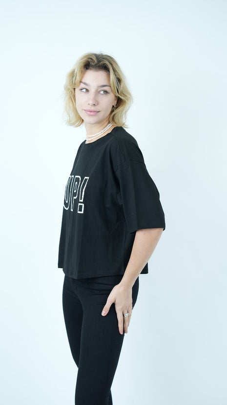 T-shirt Oversize Noir 'UP!'