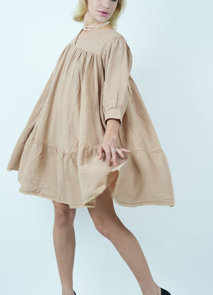 Robe Ample Bohème en lin - Beige