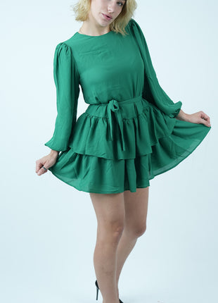 Robe Volantée Vert Émeraude