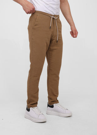 Pantalon En Lin Taupe à Lacets