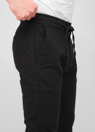 Pantalon En Lin Noir à Lacets