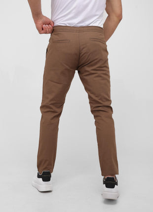 Pantalon En Lin Marron à Lacets