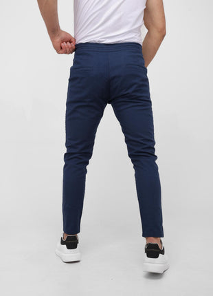 Pantalon En Lin Bleu à Lacets