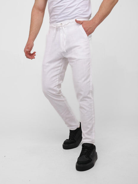 Pantalon En Lin Blanc