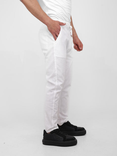 Pantalon En Lin Blanc