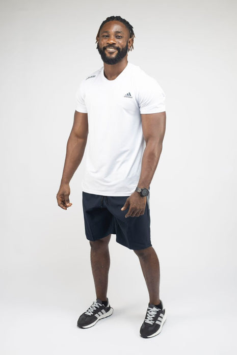 T-shirt Adidas à manches courtes Fitness cardio homme blanc.