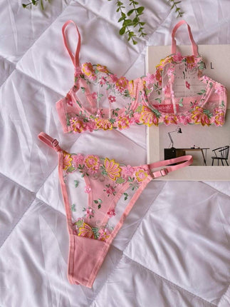 Ensemble bralette et culotte à motifs floraux