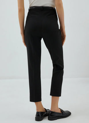 Pantalon Noir Classique avec Ceinture pour Femme