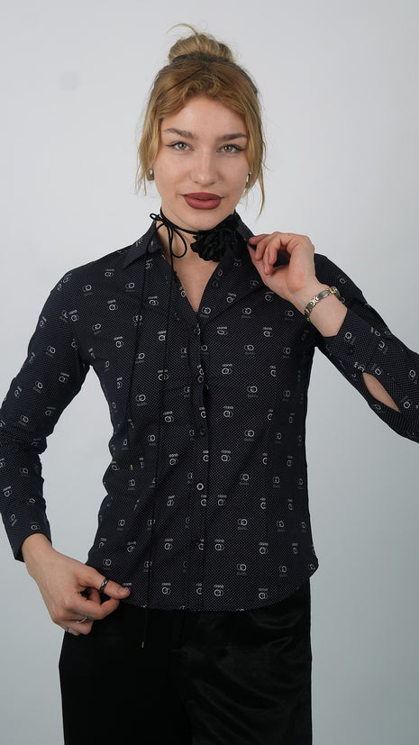 Chemise Élégante à Motifs Gucci Pour Femmes-Noire