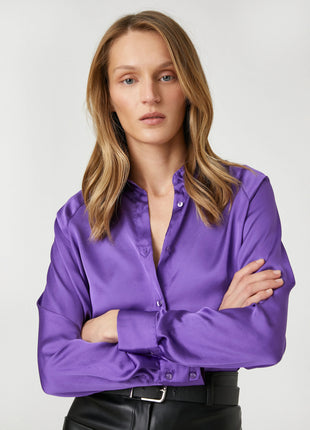 Blouse en Satin Violette pour Femme