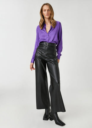 Blouse en Satin Violette pour Femme