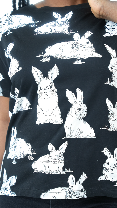 T-shirt Noir Motif Lapins