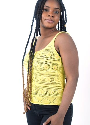 Top Crochet Aéré en Jaune