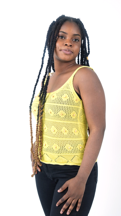 Top Crochet Aéré en Jaune