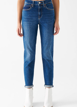 Jeans Classique Coupe Droite en Denim Bleu