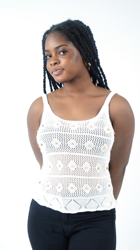 Top Crochet Aéré Blanc