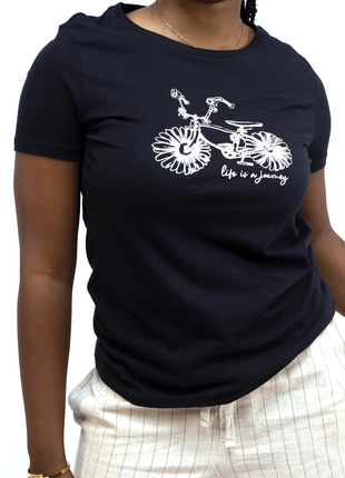 T-shirt Noir Avec Imprimé Vélo Pour Femme