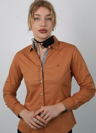 Chemise Polo Classique Pour Femmes-Marron Clair