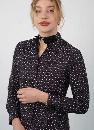 Chemise à Motifs Printanière Pour Femmes-Violet