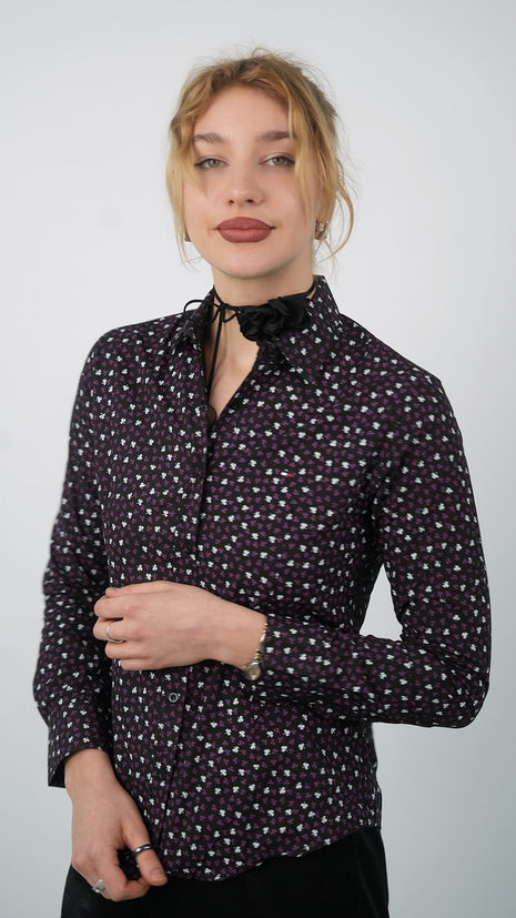 Chemise à Motifs Printanière Pour Femmes-Violet