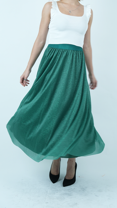 Jupe Midi Aérienne en Tulle Verte