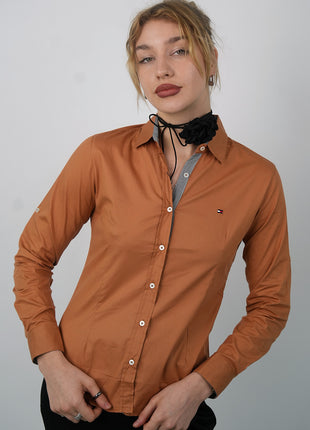 Chemise Polo Classique Pour Femmes-Marron Clair