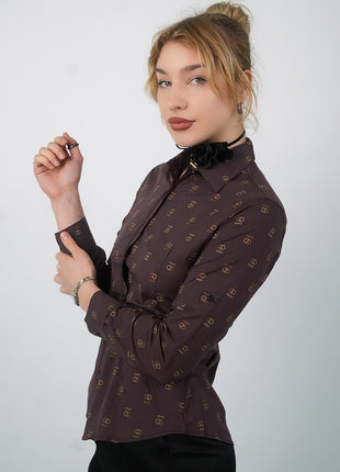 Chemise Élégante à Motifs Gucci Pour Femmes-Marron