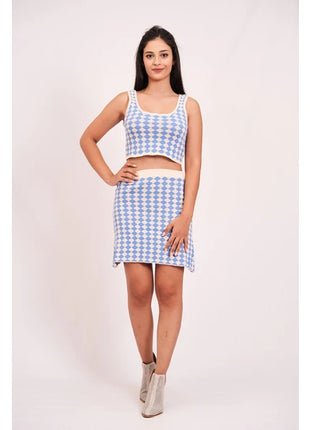 Ensemble Crop Top et Jupe à Damier