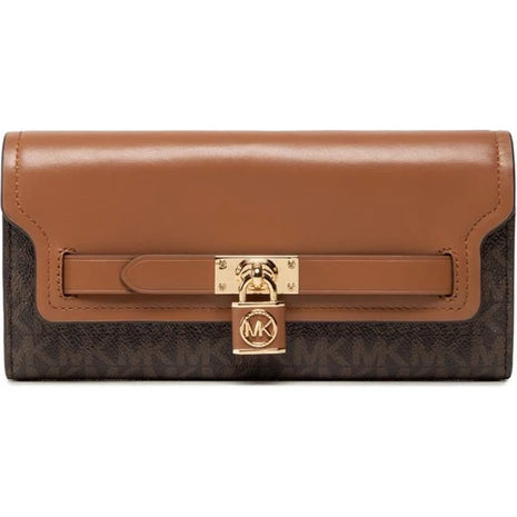 Portefeuille Michael Kors en toile monogramme et cuir marron