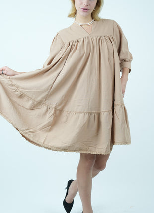 Robe Ample Bohème en lin - Beige