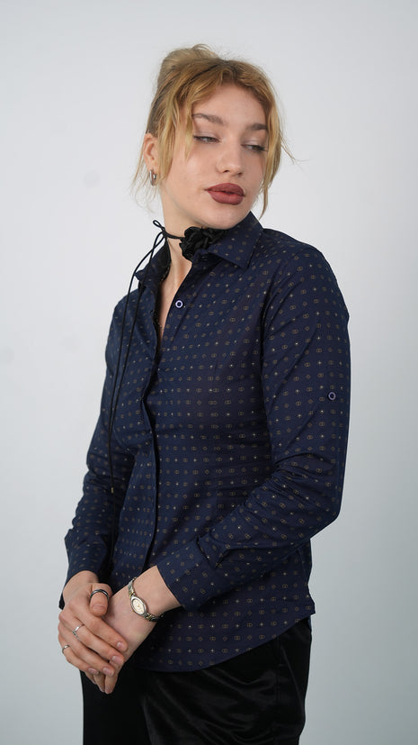 Chemise Gucci Élégante à Motifs Discrets-Bleu Marine