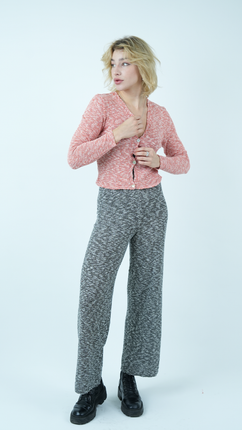 Pantalon Long Confortable en Tricot Chiné