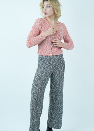 Pantalon Long Confortable en Tricot Chiné