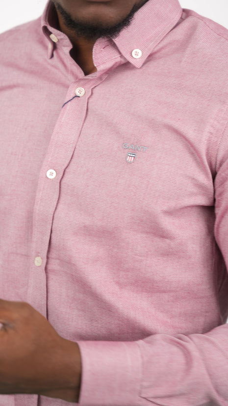 Chemise Texturée Rose Poudré GANT