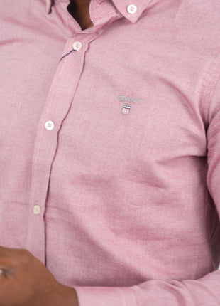 Chemise Texturée Rose Poudré GANT