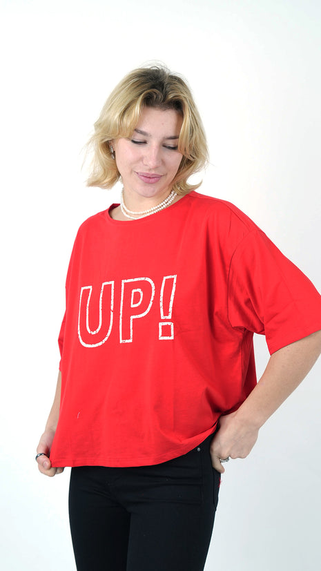 T-shirt Oversize Rouge 'UP!'