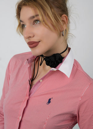 Chemise Polo Rose Texturée Pour Femmes