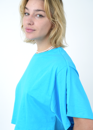 T-shirt Court Oversize Bleu Vibrant