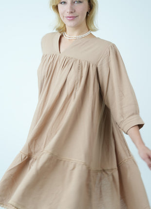 Robe Ample Bohème en lin - Beige