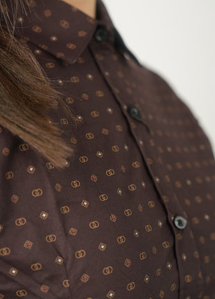 Chemise Gucci Élégante à Motifs Discrets-Marron