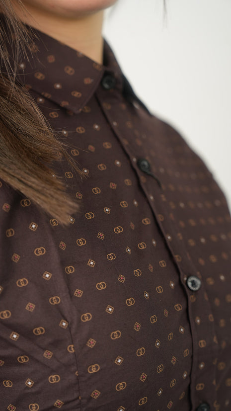 Chemise Gucci Élégante à Motifs Discrets-Marron