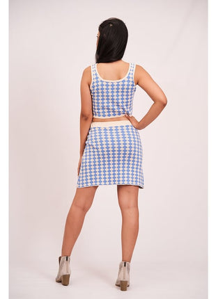 Ensemble Crop Top et Jupe à Damier