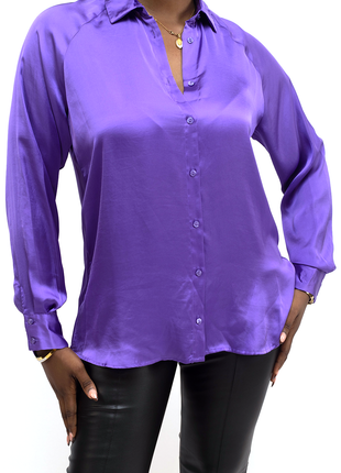 Blouse en Satin Violette pour Femme