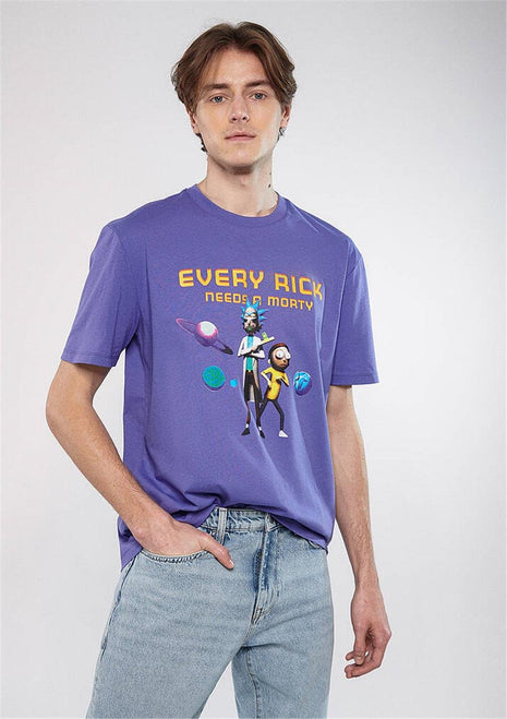 T-shirt MAVI Violet à Imprimé Graphique "Rick et Morty" Pour Homme