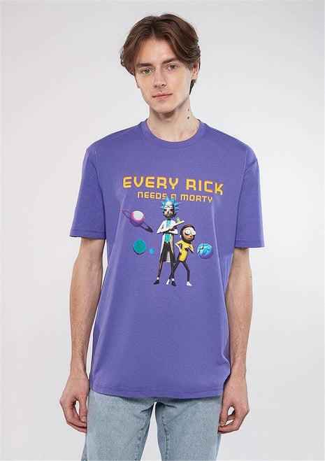 T-shirt MAVI Violet à Imprimé Graphique "Rick et Morty" Pour Homme